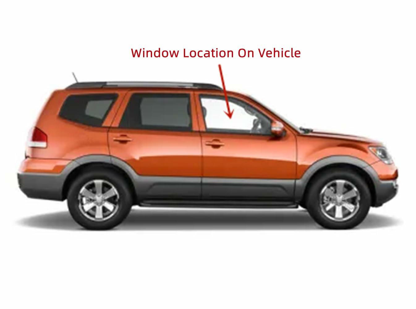 Tempered Passenger Right Side Front Door Window Glass Compatible with Kia Borrego 2009-2011 Models