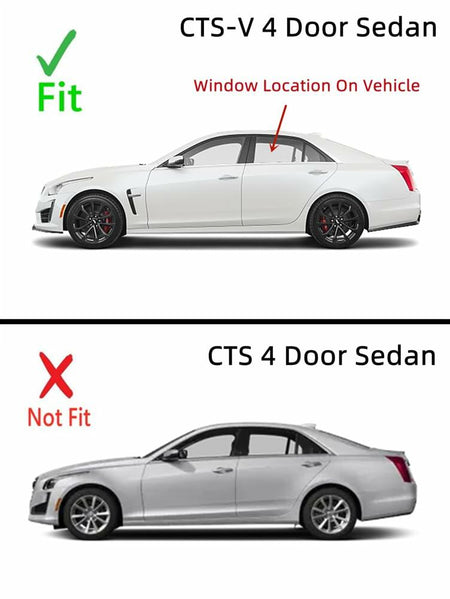 Tempered Driver Left Side Rear Door Window Door Glass Compatible with Cadillac CTS-V 2016-2019 Models (Not For CTS Models)