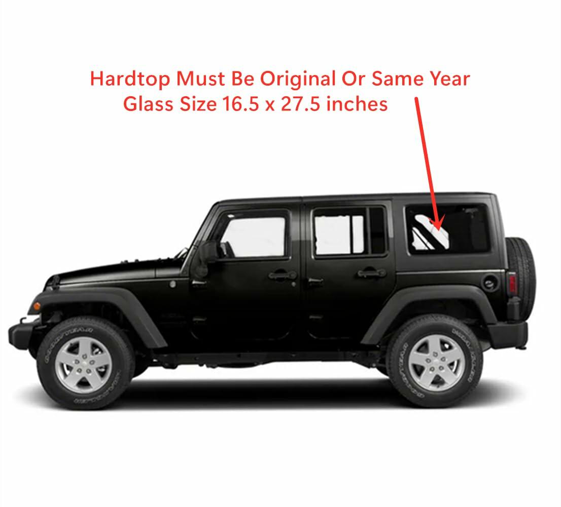 Tempered Driver Left Side Quarter Window Quarter Glass Compatible with Jeep Wrangler 2011-2017 & Wrangler JK 2018 4-Door Models Only (Hardtop Must Be Same Year)