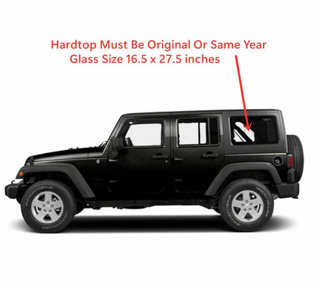 Tempered Driver Left Side Quarter Window Quarter Glass Compatible with Jeep Wrangler 2011-2017 & Wrangler JK 2018 4-Door Models Only (Hardtop Must Be Same Year)