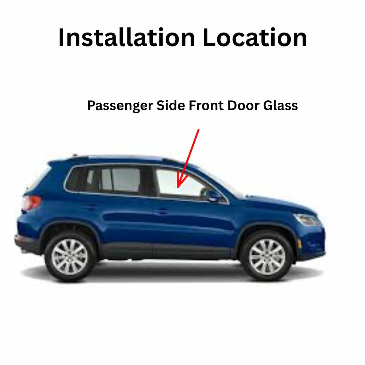 Tempered Passenger Right Side Front Door Window Door Glass Compatible with Volkswagen Tiguan 2009-2017 / Tiguan Limited 2018 Models