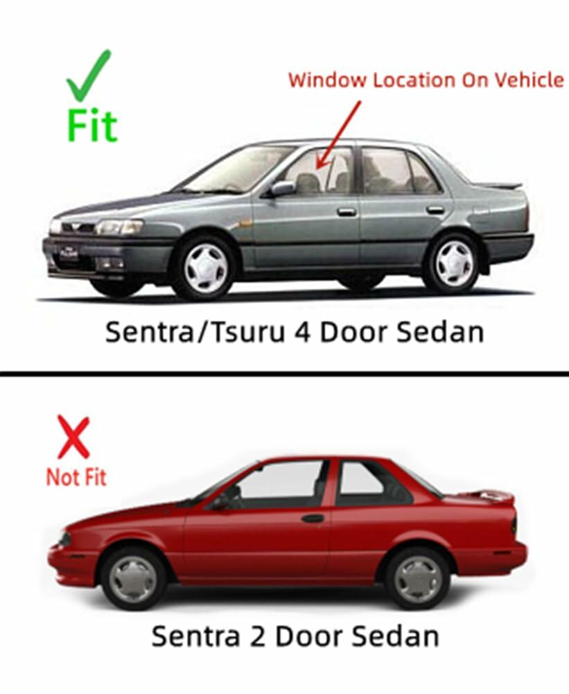 Driver Left Side Front Door Window Door Glass Compatible with Nissan Sentra 1991-1994/ Tsuru 1992-2005 4 Door Sedan Models