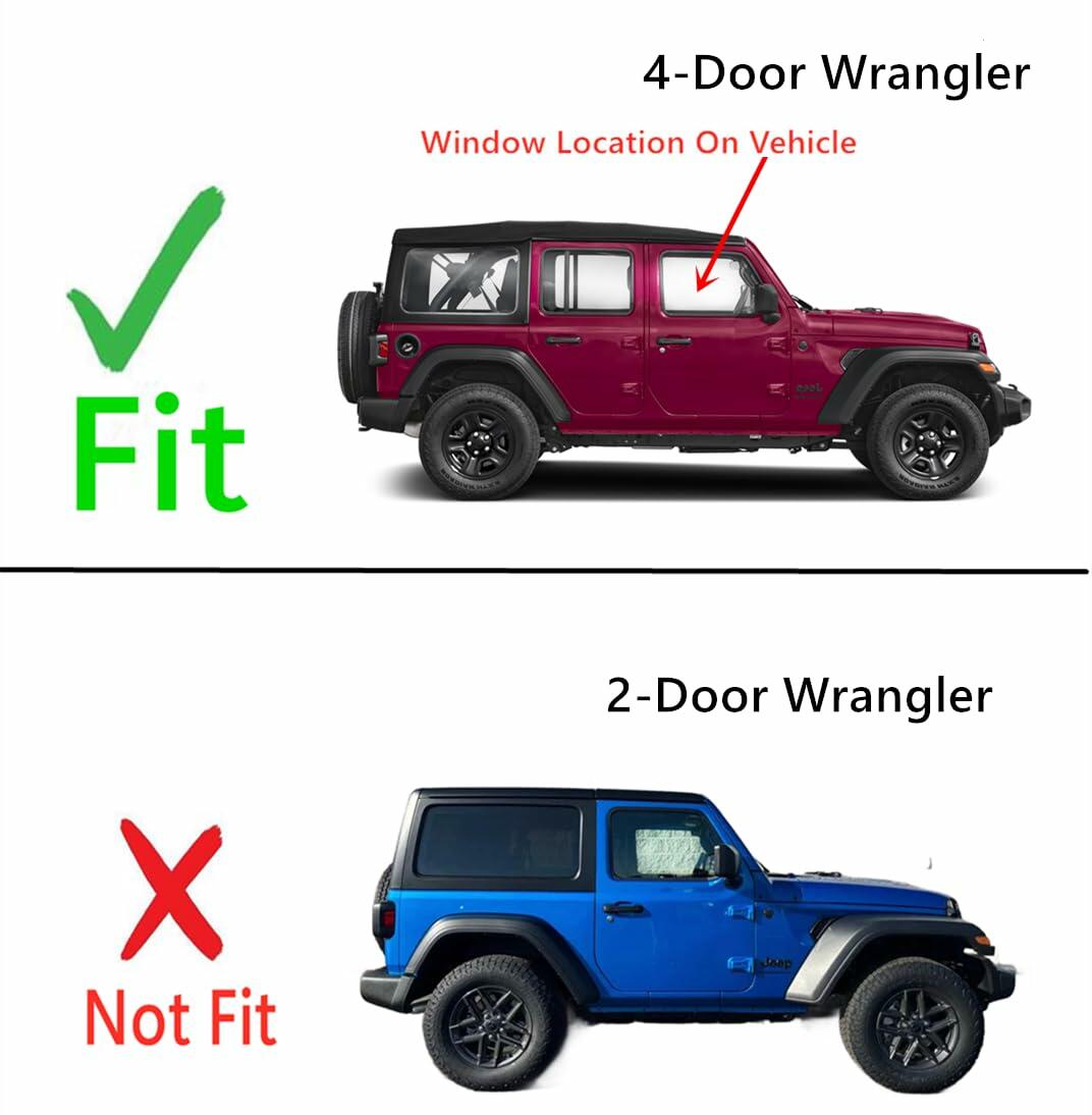 Laminated Passenger Right Side Front Door Window Door Glass Compatible with Jeep Wrangler 2024-2026 4-Door Models