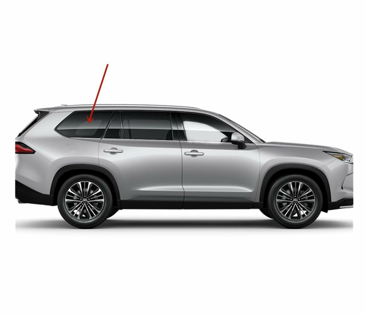 Chrome Style Passenger Right Side Quarter Window Quarter Glass Compatible with Toyota Grand Highlander 2024-2026 Models