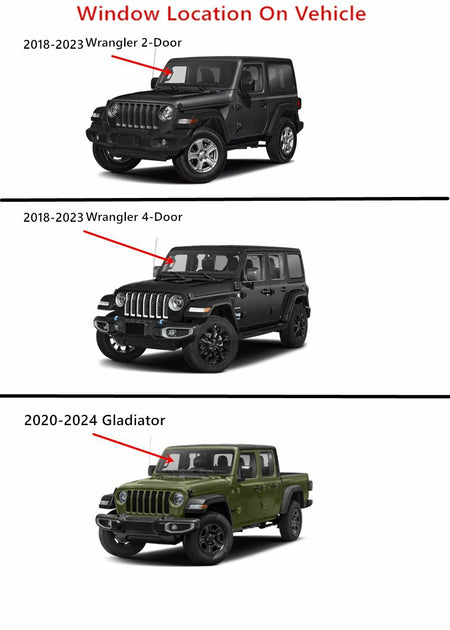 Laminated Front Windshield Window Glass Compatible with Jeep Wrangler 2018-2023 / Gladiator 2020-2025 Base Models (No Features)