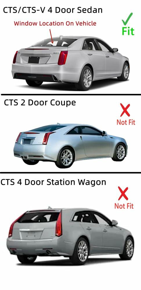 Heated W/Antenna Rear Window Back Glass Compatible with Cadillac CTS 2014-2019 / CTS-V 2016-2019 4 Door Sedan Models