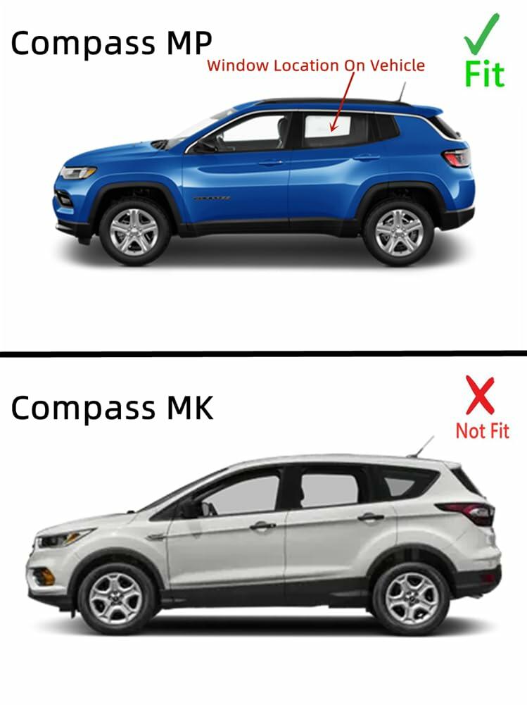 Driver Left Side Rear Door Window Door Glass Compatible with Jeep Compass MP 2017-2026 Models (Not For Compass MK)