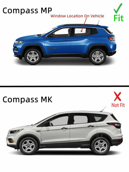 Driver Left Side Rear Door Window Door Glass Compatible with Jeep Compass MP 2017-2026 Models (Not For Compass MK)
