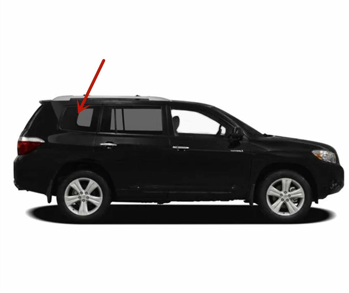 Tempered w/Antenna Passenger Right Side Quarter Window Quarter Glass Compatible with Toyota Highlander 2008-2010 Models