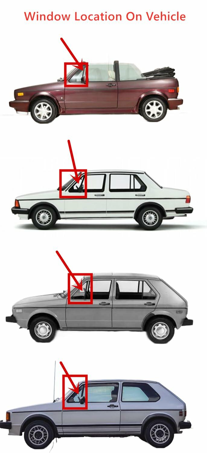 Stationary Tempered Driver Left Side Front Vent Window Vent Glass Compatible with Volkswagen Cabriolet 1985-1993 / Rabbit Jetta 1975-1984 Models (Not For Rabbit Pikcup)