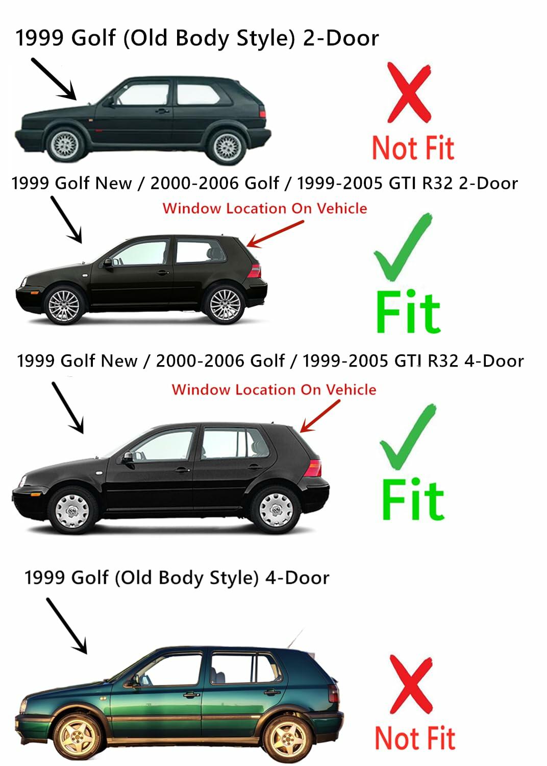 Heated Rear Back Window Back Glass Compatible with Volkswagen Golf New 1999 / Golf 2000-2006 / R32 2004-2005 / GTI 1999-2005 Models