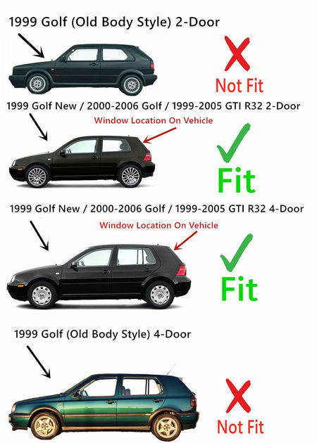 Heated Rear Back Window Back Glass Compatible with Volkswagen Golf New 1999 / Golf 2000-2006 / R32 2004-2005 / GTI 1999-2005 Models