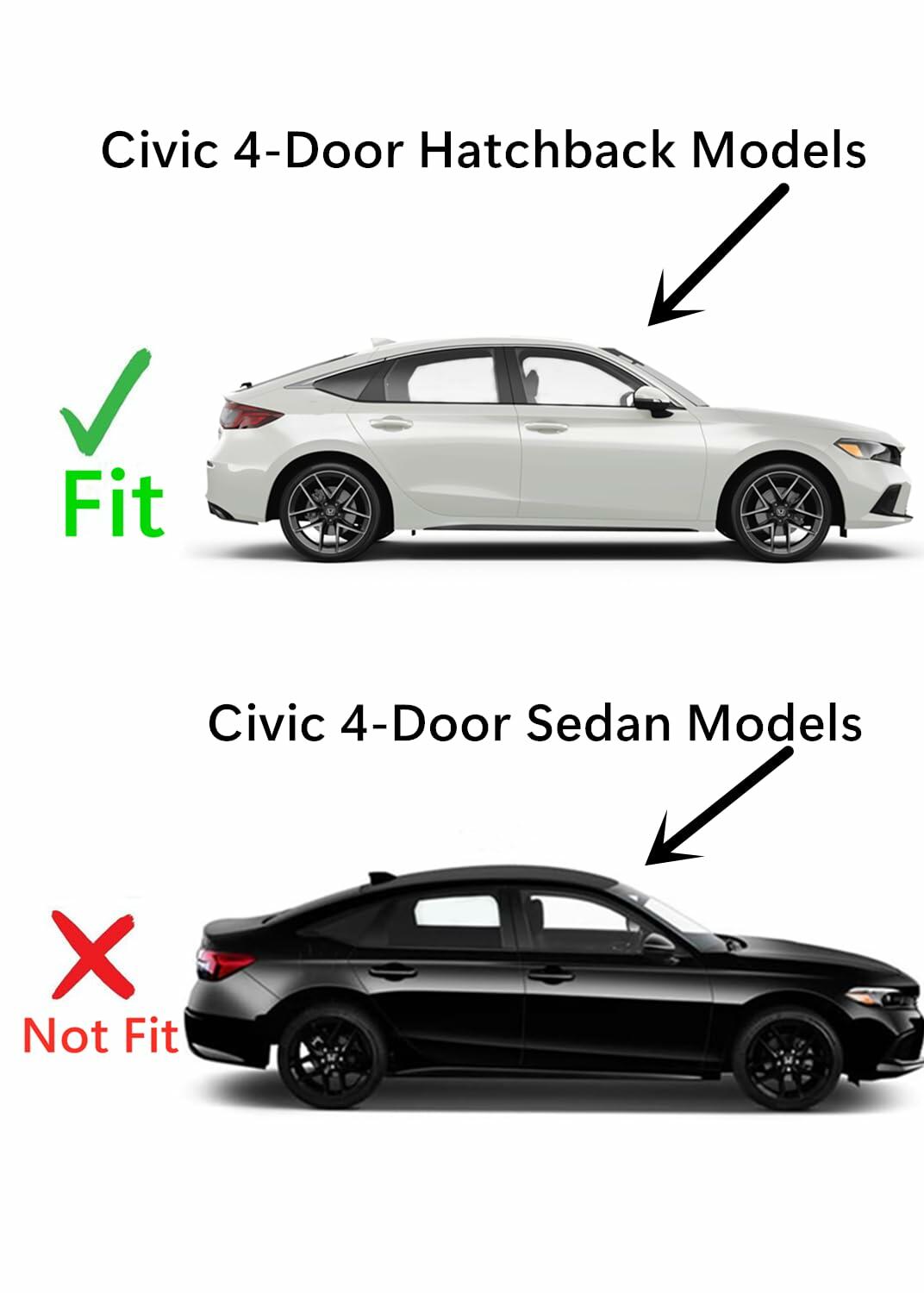 Tempered Passenger Right Side Rear Door Window Door Glass Compatible with Honda Civic 4-Door Hatchback 2022-2026 Models