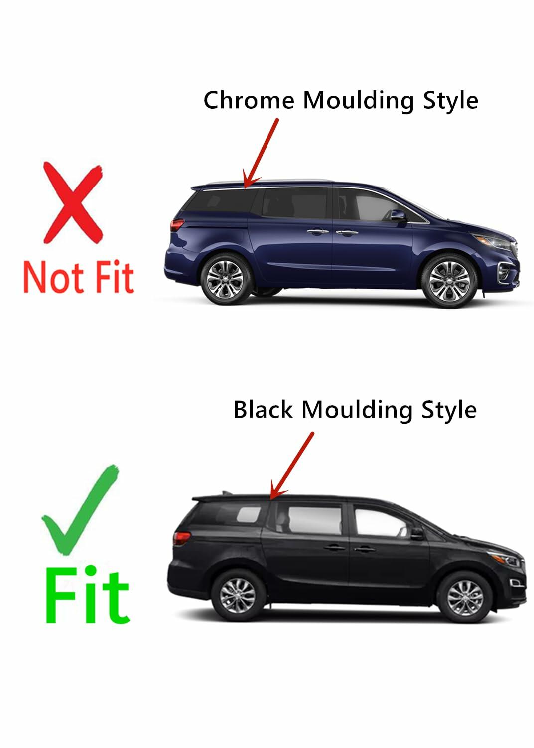 Black Moulding Style Passenger Right Side Quarter Window Glass Compatible with Kia Sedona 2015-2021 Models