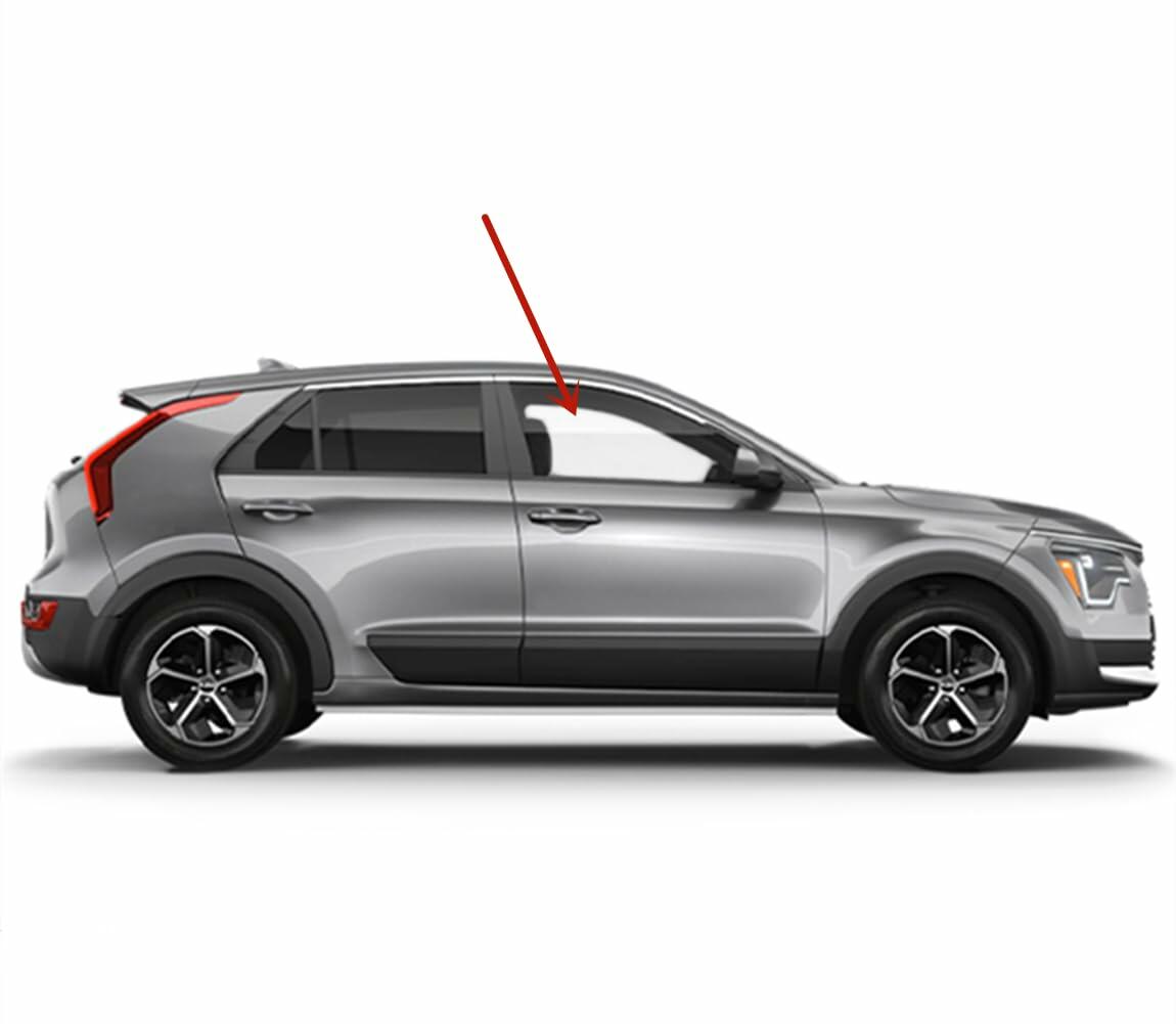 Tempered Passenger Right Side Front Door Window Door Glass Compatible with Kia Niro / Niro EV 2023-2026 Models
