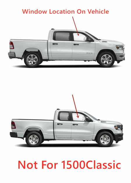 Tempered Passenger Right Side Front Door Window Door Glass Compatible with Ram 1500 Pickup 2019-2026 Models (Not For 1500 Classic)