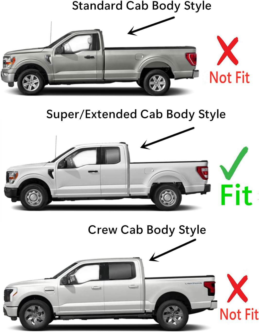 Tempered Driver Left Side Rear Door Window Door Glass Compatible with Ford F150 2021-2025 F250 F350 2023-2025 4-Door Extended/Super Cab Models