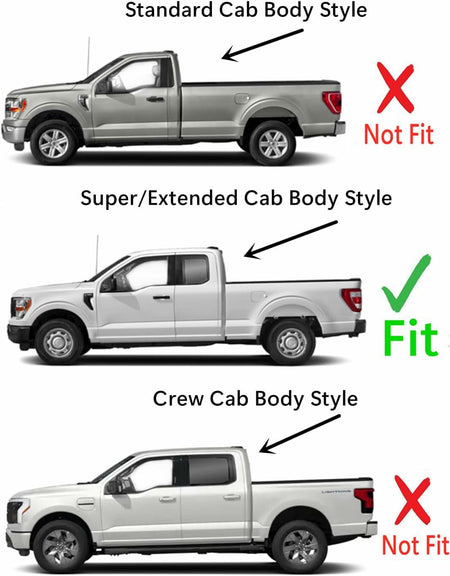 Tempered Driver Left Side Rear Door Window Door Glass Compatible with Ford F150 2021-2025 F250 F350 2023-2025 4-Door Extended/Super Cab Models