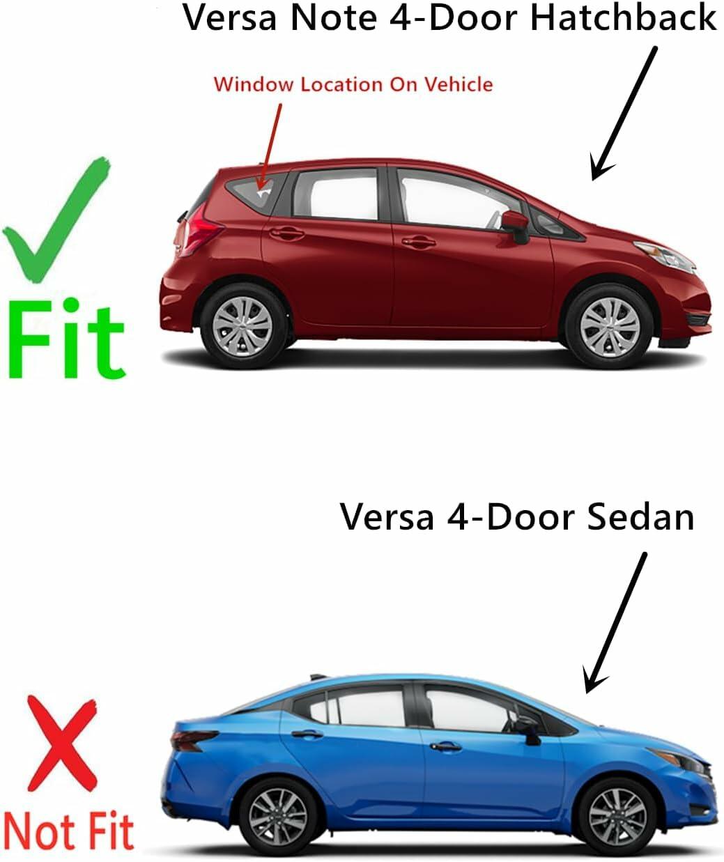 Tempered Passenger Right Side Quarter Window Quarter Glass Compatible with Nissan Versa Note 2014-2019 Models