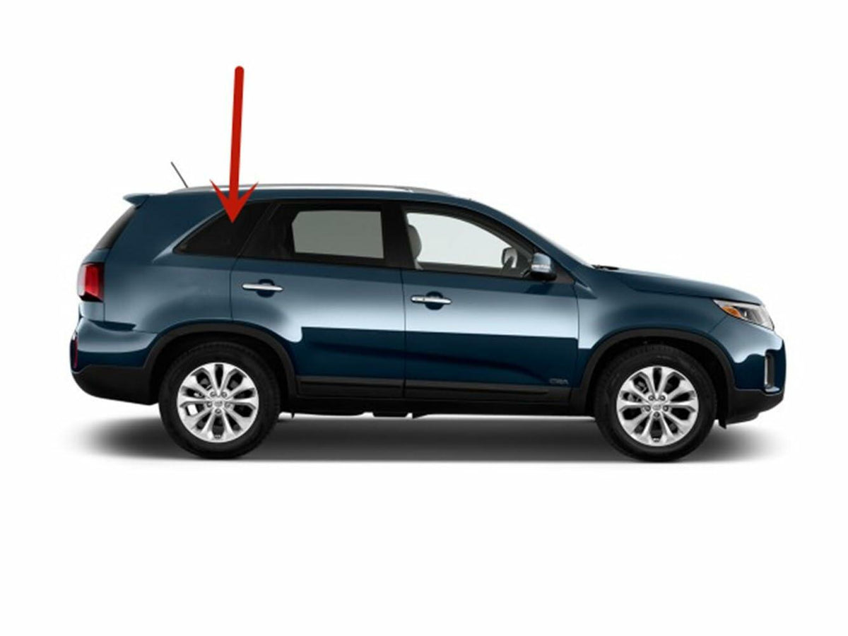 Black Moulding Style Tempered Passenger Right Side Quarter Window Quarter Glass Compatible with Kia Sorento 2011-2015 Models