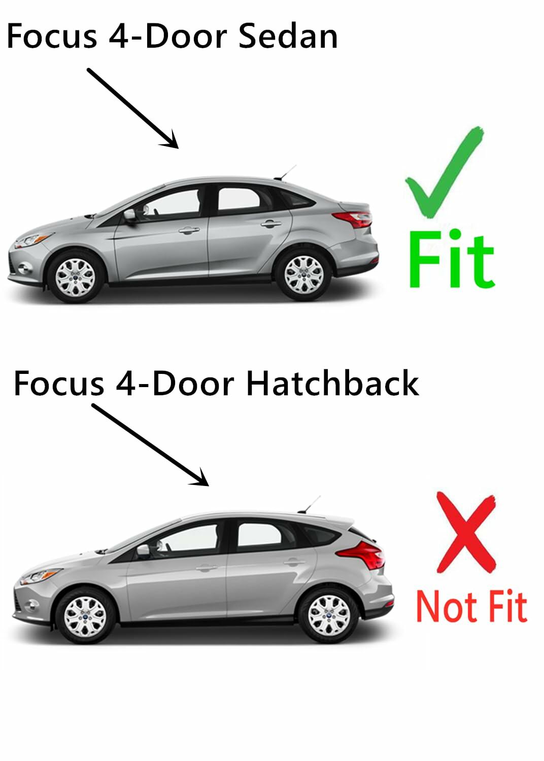 Heated Back Window Back Glass Compatible with Ford Focus 4 Door Sedan 2012-2018 Model