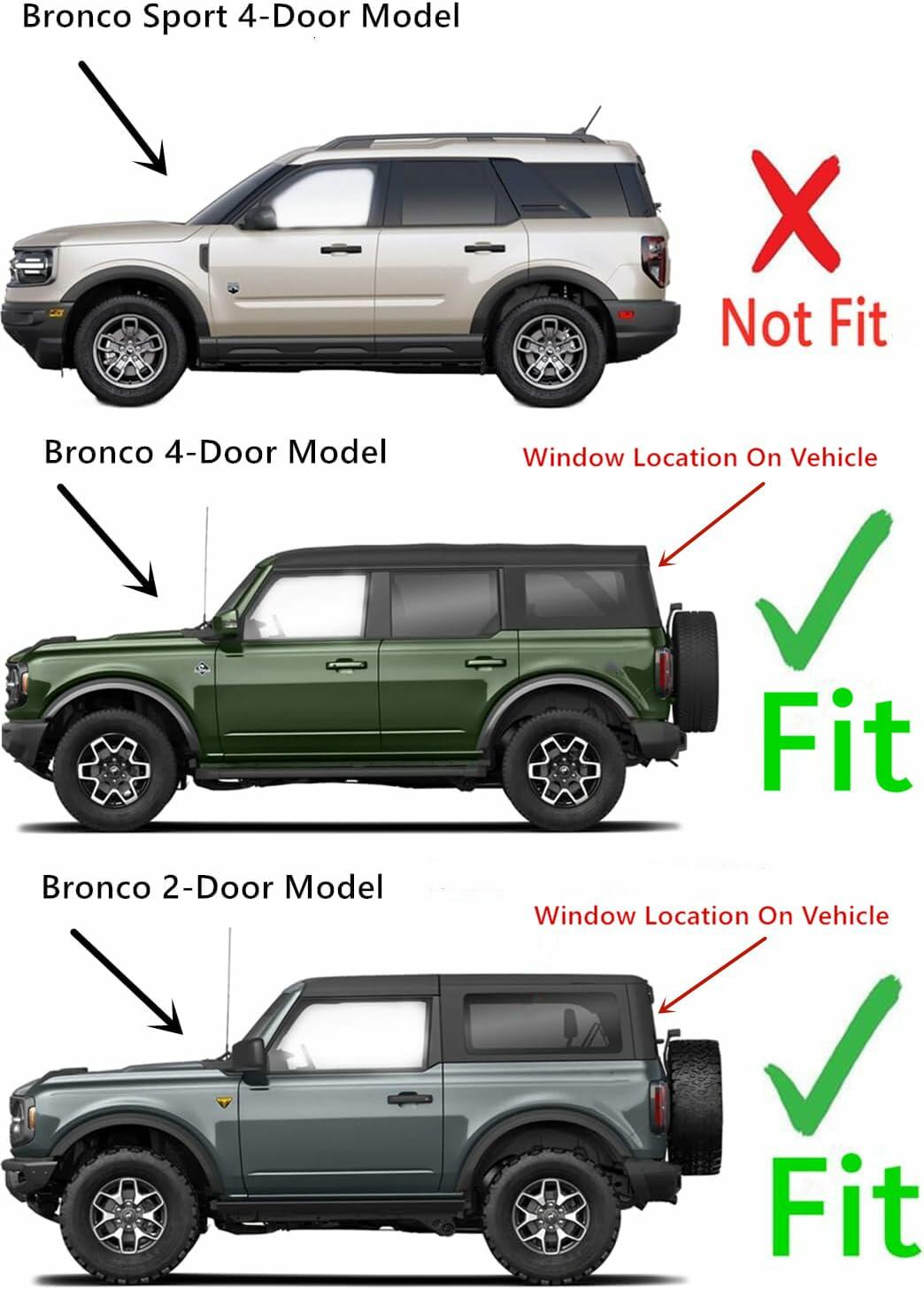 Tempered Heated Rear Back Window Back Glass Compatible with Ford Bronco 2021-2026 Models (Not For Bronco Sport)