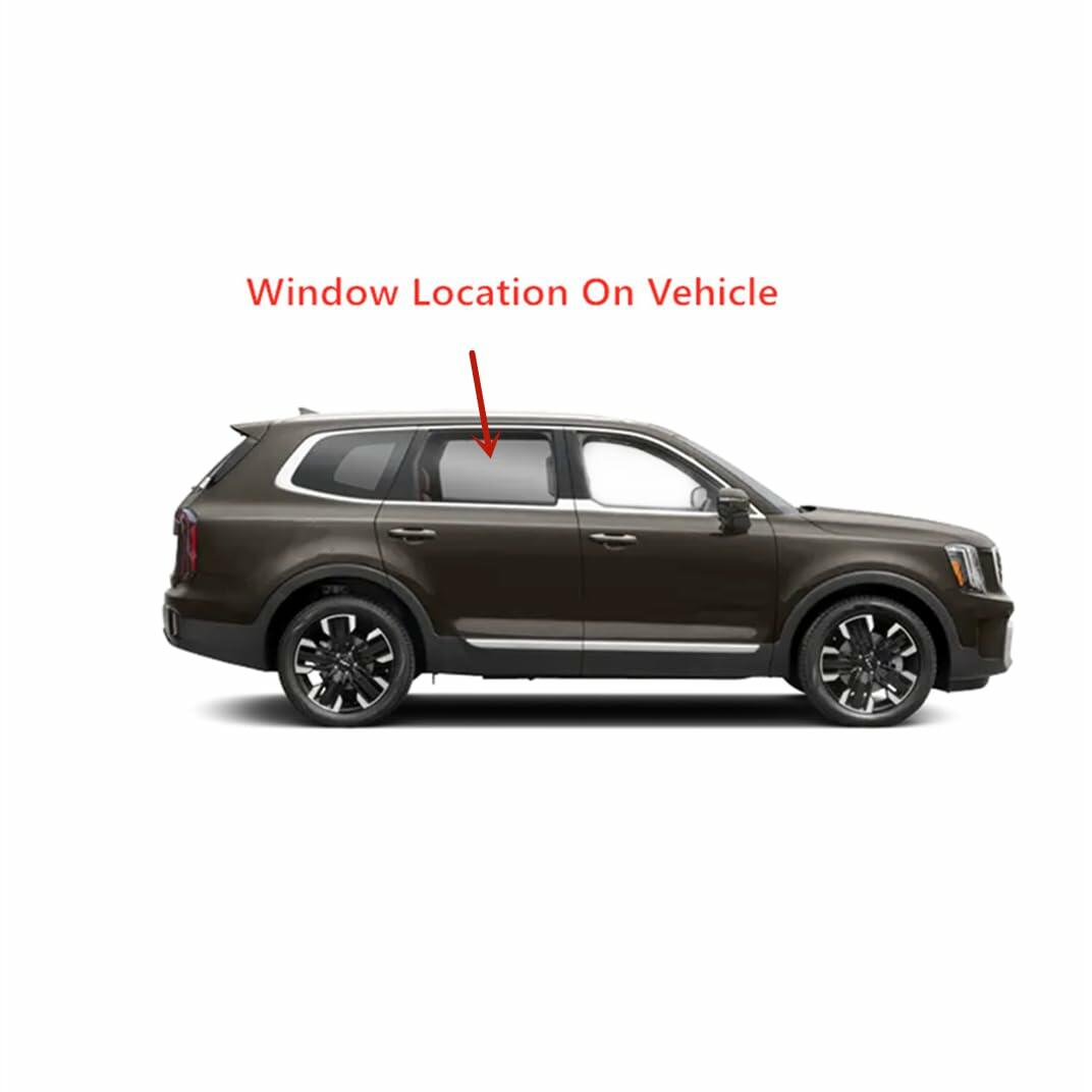 Tempered Passenger Right Side Rear Door Window Door Glass Compatible with Kia Telluride 2020-2025 Models