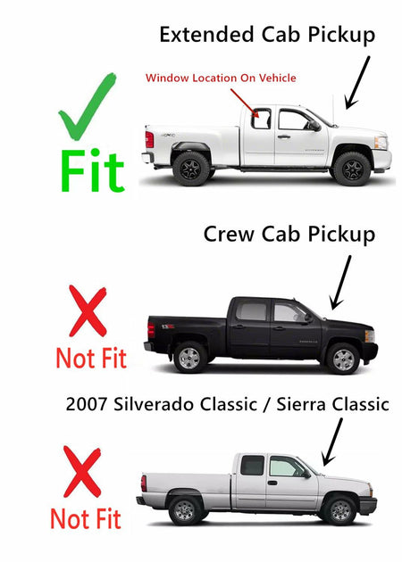 Movable Clear Tempered Passenger Right Side Quarter Window Quarter Glass Compatible with Chevrolet Silverado / GMC Sierra 1500 2500 2500HD 3500HD 2007-2013 Extended Cab Models (Not For 2007 Classic)
