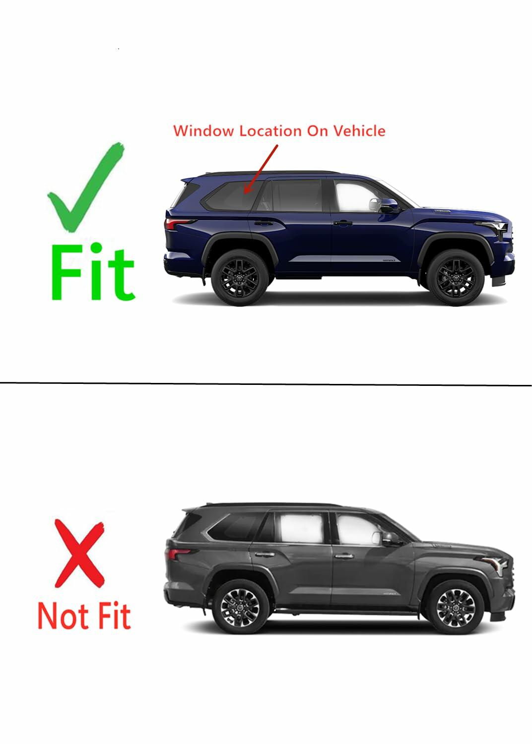 Black Moulding Passenger Right Side Quarter Window Quarter Glass Compatible with Toyota Sequoia 2023-2025 Models