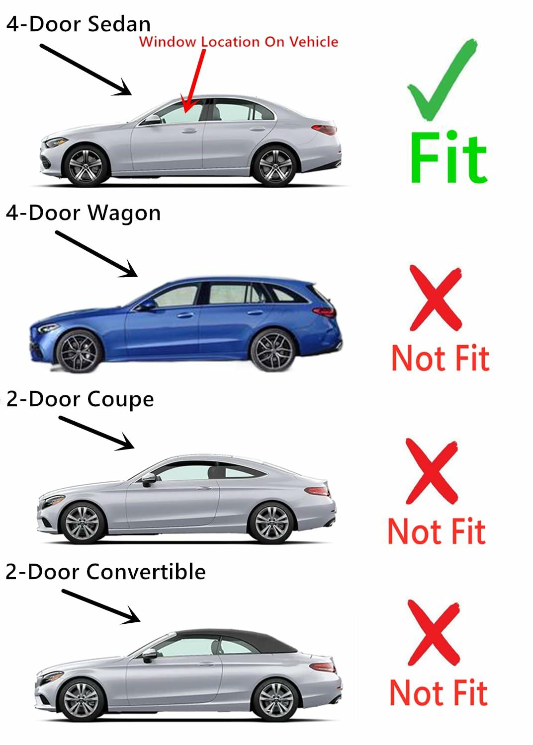 Tempered Driver Left Side Front Door Window Door Glass Compatible with Mercedes Benz C-Class C200 C300 C43AMG C63AMG 4-Door Sedan 2022-2026 Models