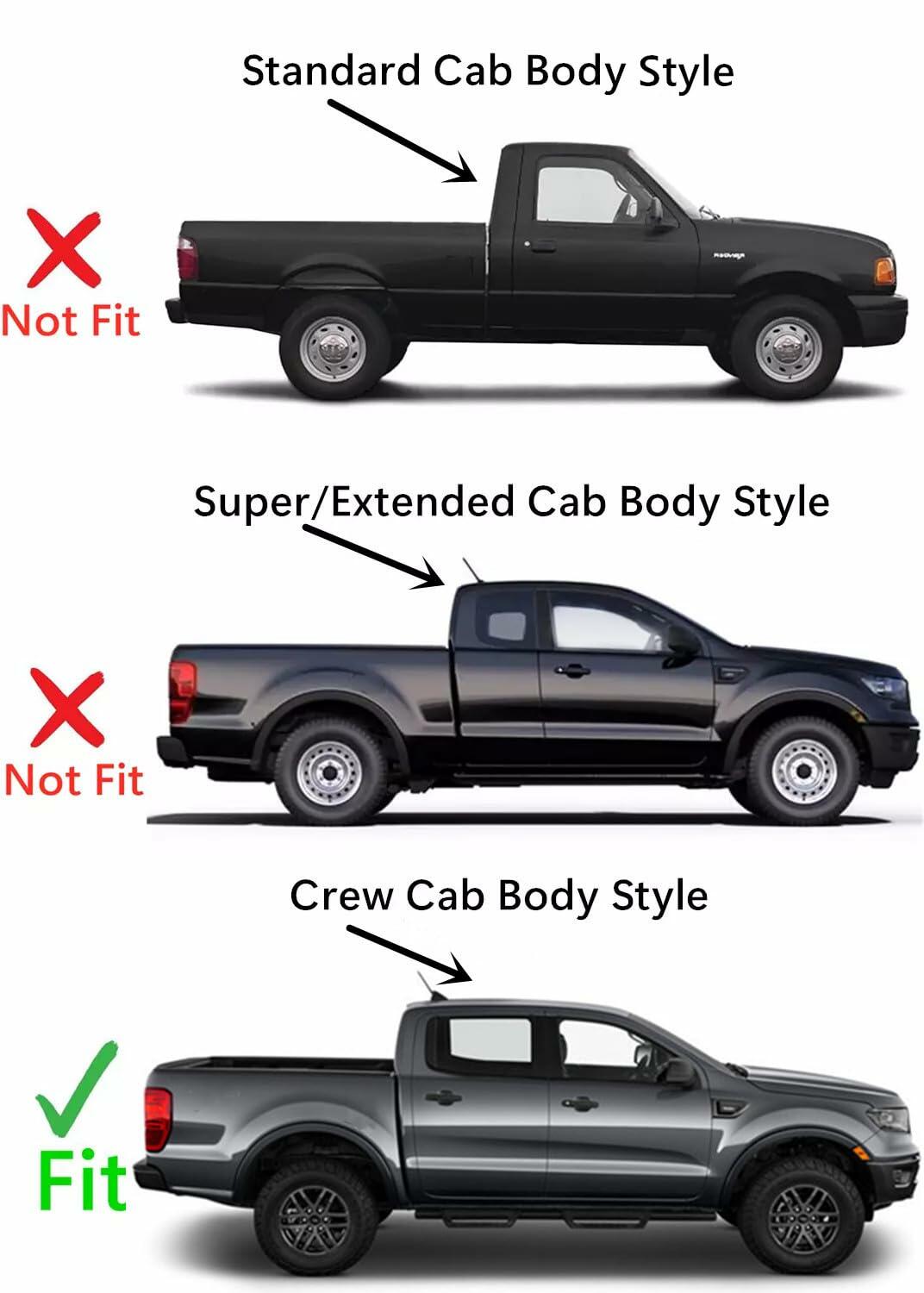 Clear Tempered Passenger Right Side Rear Door Window Glass Compatible with Ford Ranger Pickup 4-Door Crew Cab 2019-2023 Models