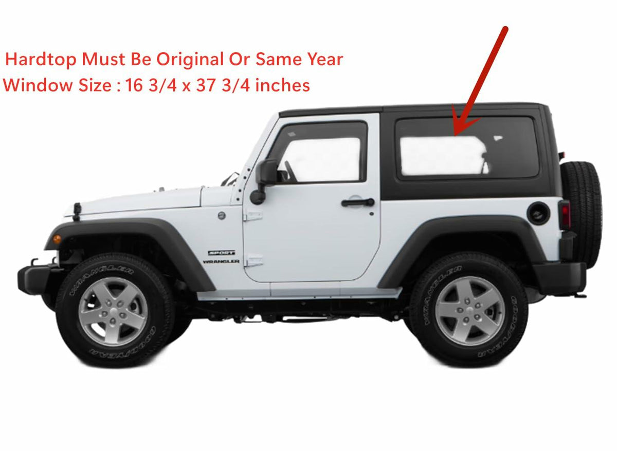 Tempered Driver Left Side Quarter Window Quarter Glass Compatible with Jeep Wrangler 2011-2017 & Wrangler JK 2018 2-Door Models Only (Hardtop Must Be Same Year)