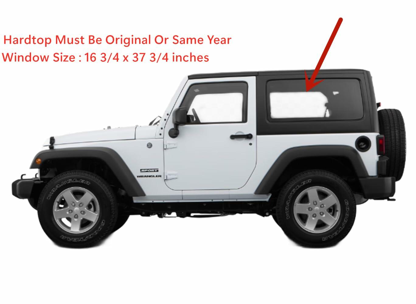Tempered Driver Left Side Quarter Window Quarter Glass Compatible with Jeep Wrangler 2011-2017 & Wrangler JK 2018 2-Door Models Only (Hardtop Must Be Same Year)