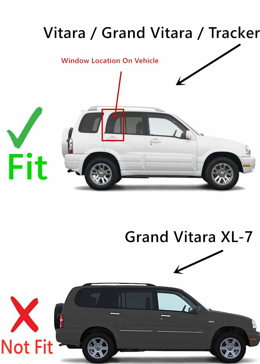Tempered Privacy Passenger Right Side Rear Vent Window Vent Glass Compatible with Suzuki Grand Vitara/Vitara Chevrolet Tracker 1999-2005 Models (Not Grand Vitara XL-7)