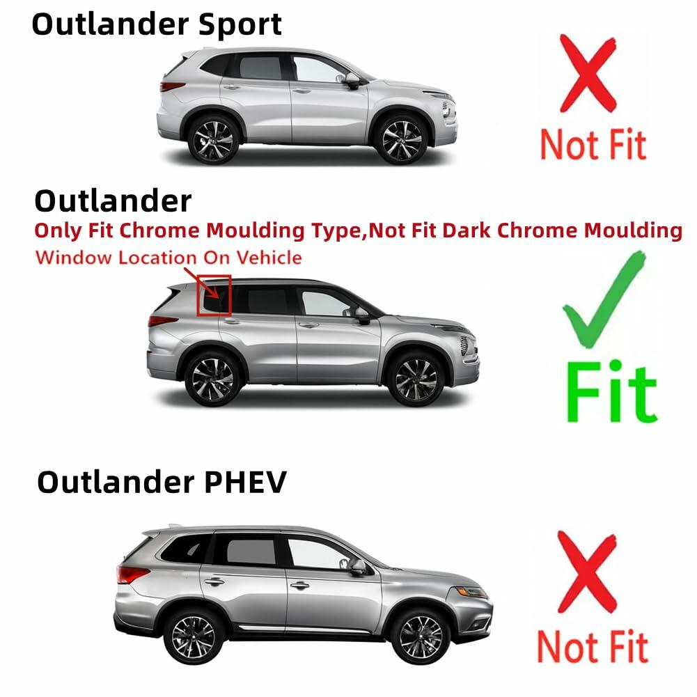 Chrome Moulding Type Passenger Right Side Quarter Window Quarter Glass Compatible with Mitsubishi Outlander 2022-2024 ( Not fit Sport Body Type , PHEV Or Dark Chrome Moulding Type )