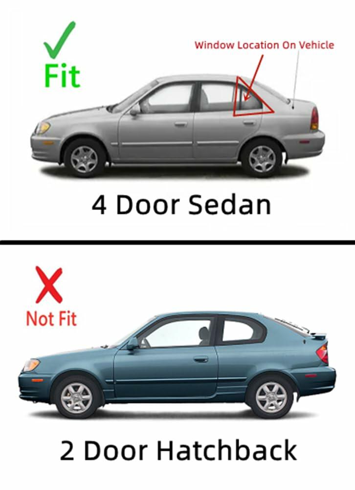 Driver Left Side Rear Vent Window Vent Glass Compatible with Hyundai Accent 2000-2005/ Dodge Verna 2004-2005 4 Door Models