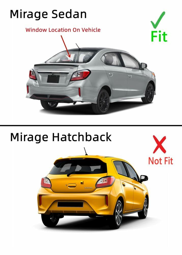 Back Tailgate Window Heated Back Glass Compatible with Mitsubishi Mirage G4 4 Door Sedan 2017-2024 Models