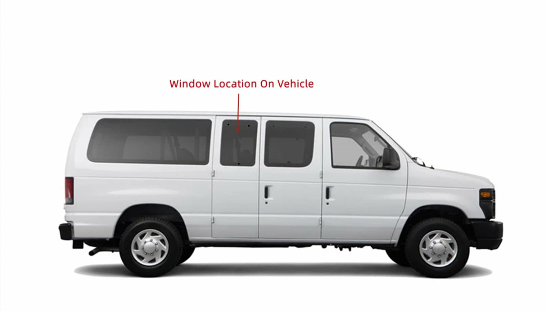 Movable Passenger Right Body Side Rear Hinged Door Window Door Glass Compatible with Ford Econoline Van 1992-2016 Models