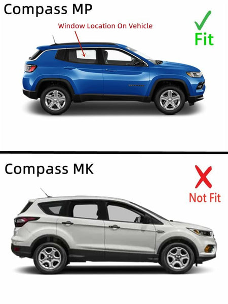 Passenger Right Side Rear Door Window Door Glass Compatible with Jeep Compass MP 2017-2025 Models (Not For Compass MK)