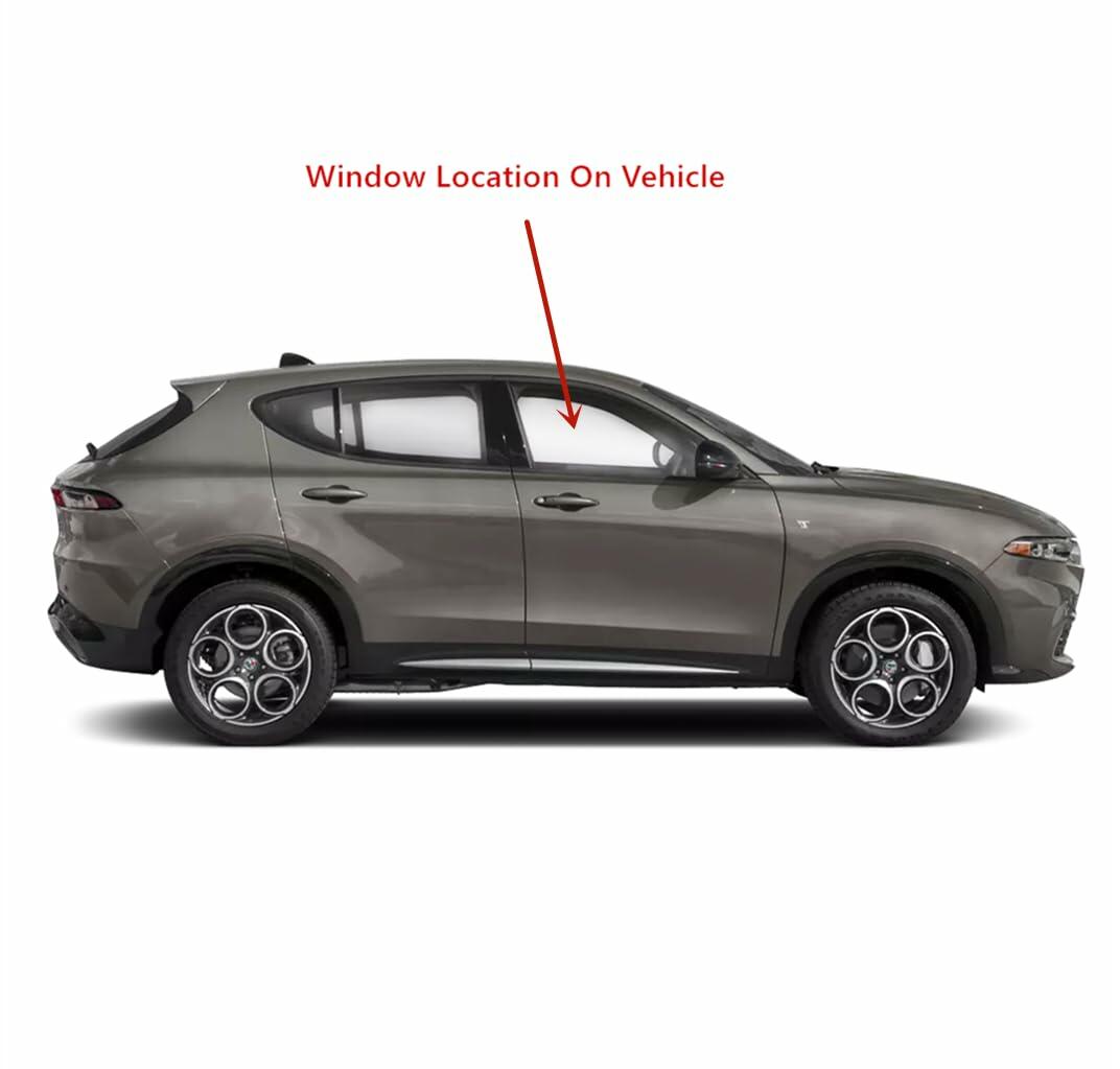 Tempered Passenger Right Side Front Door Window Door Glass Compatible with Dodge Hornet / Alfa Romeo Tonale 2023-2025 Models