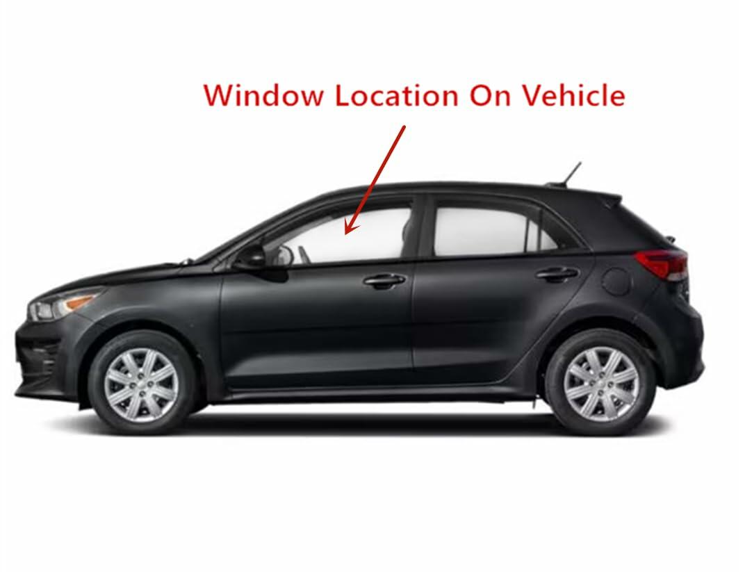 Tempered Driver Left Side Front Door Window Glass Compatible with Kia Rio / Rio5 2018-2023 Models