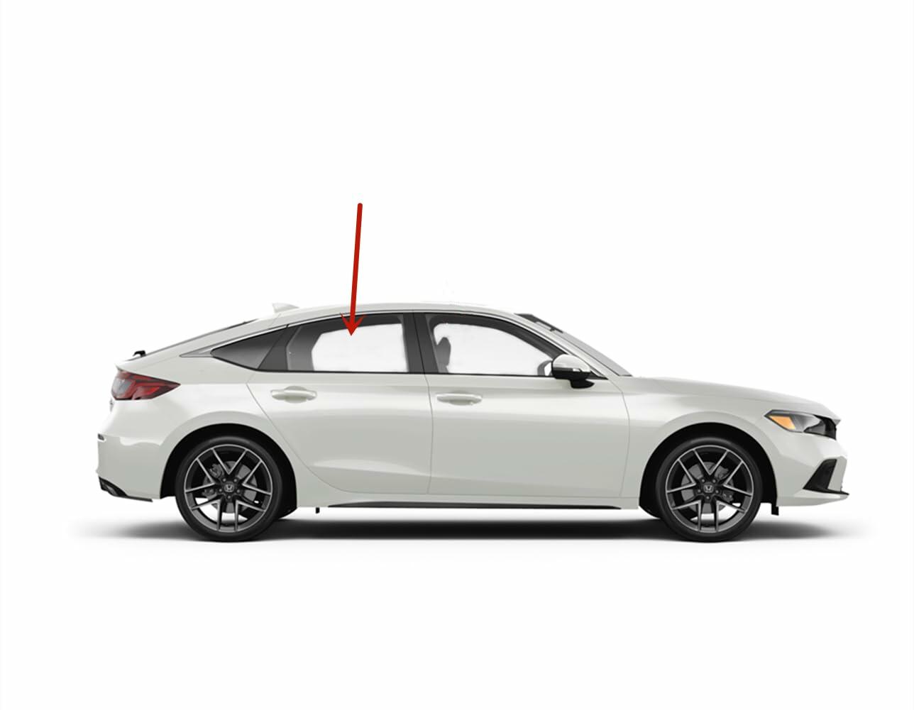 Tempered Passenger Right Side Rear Door Window Door Glass Compatible with Honda Civic 4-Door Hatchback 2022-2026 Models