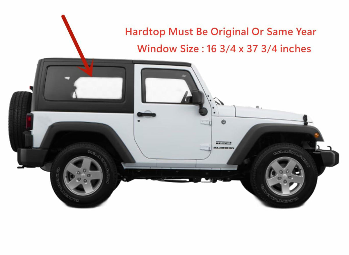 Tempered Passenger Right Side Quarter Window Quarter Glass Compatible with Jeep Wrangler 2011-2017 & Wrangler JK 2018 2-Door Models Only (Hardtop Must Be Same Year)