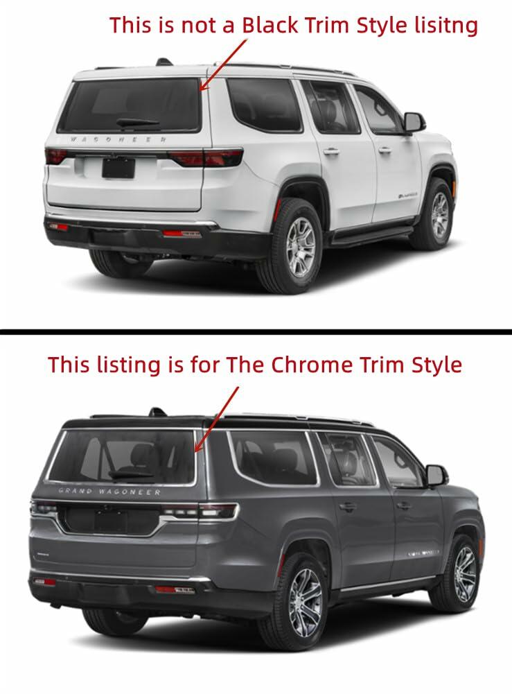 Laminated Chrome Trim Heated Rear Back Tailgate Liftgate Window Glass Compatible with Jeep Wagoneer / Wagoneer L / Grand Wagoneer / Grand Wagoneer L 2022-2025 Models W/ Feature