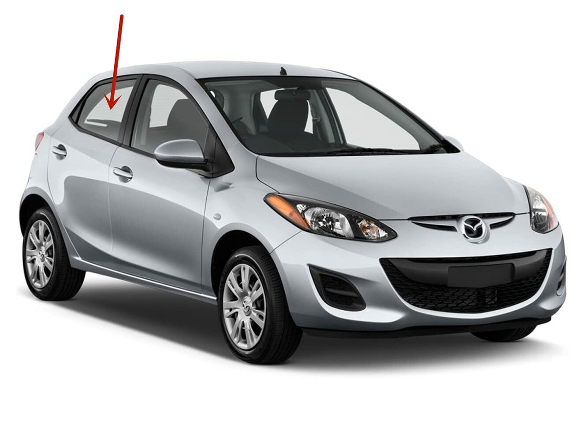 Passenger Right Side Rear Door Window Door Glass Compatible with Mazda 2 2011-2015 Models