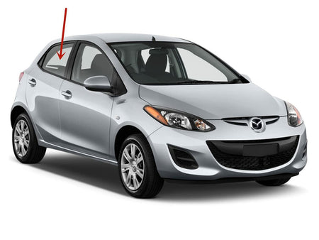 Passenger Right Side Rear Door Window Door Glass Compatible with Mazda 2 2011-2015 Models