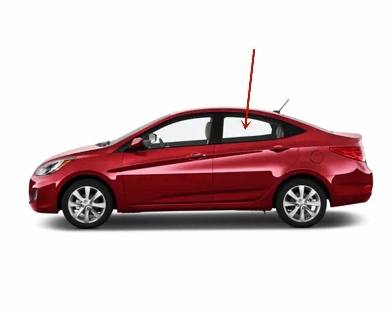 Tempered Driver Left Side Rear Door Window Door Glass Compatible with Hyundai Accent 4 Door Sedan 2012-2017 Models