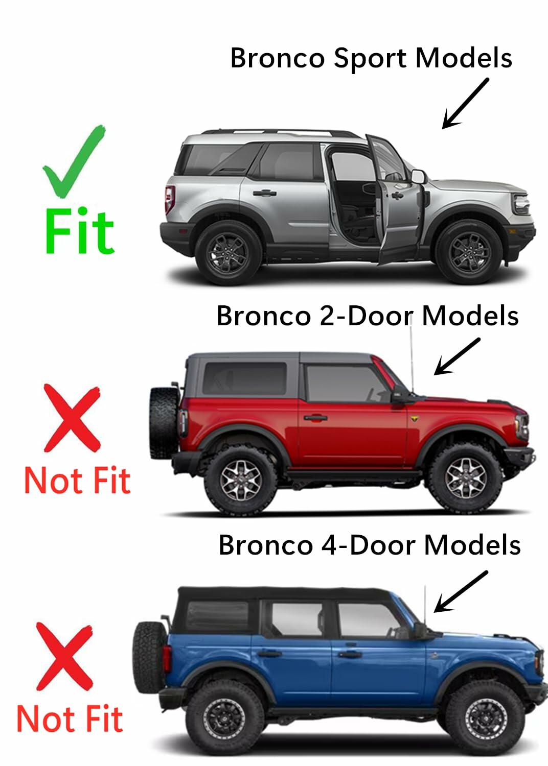Passenger Right Side Quarter Window Quarter Glass Compatible with Ford Bronco Sport 2021-2025 Models (Not for Bronco)