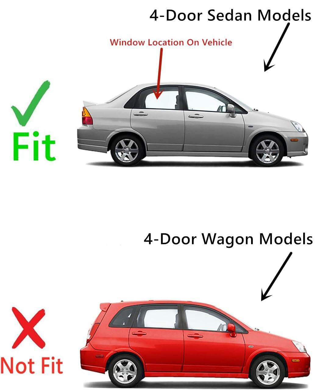 Passenger Right Side Rear Door Window Door Glass Compatible with Suzuki Aerio 4 Door Sedan 2002-2007