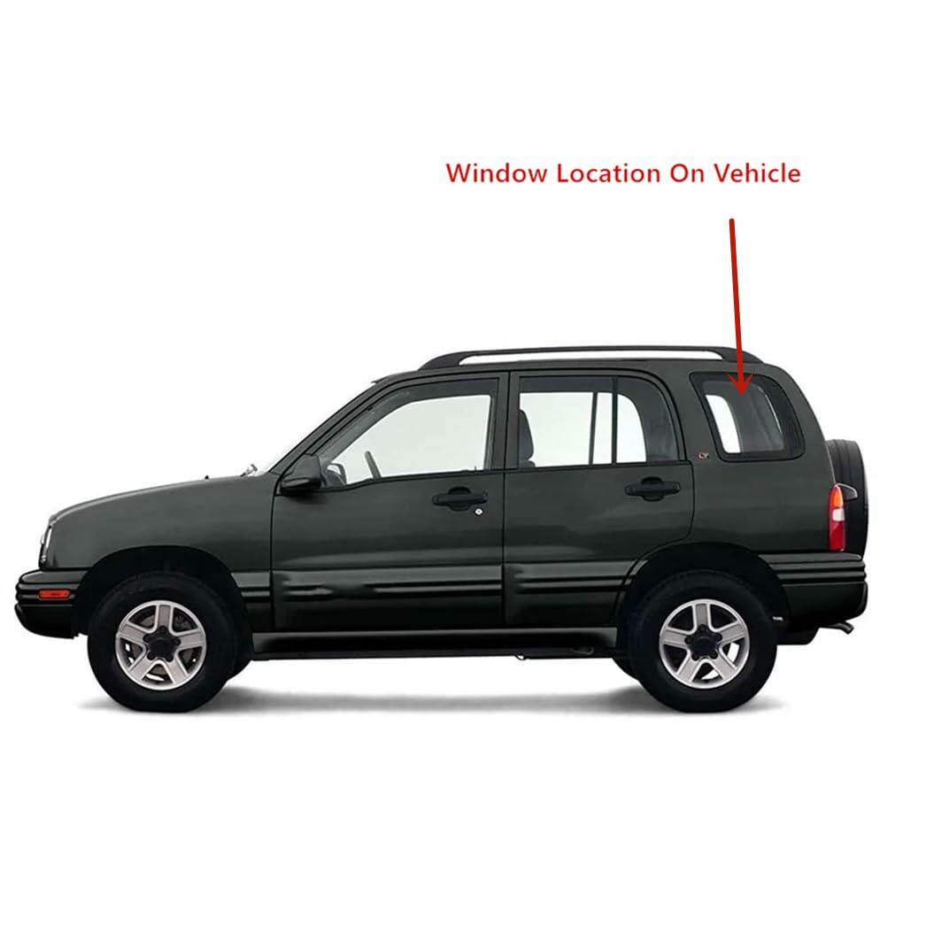 Driver Left Side Rear Quarter Window Quarter Glass Compatible with Suzuki Vitara/Grand Vitara/Chevrolet Tracker 1999-2005 4 Door Models